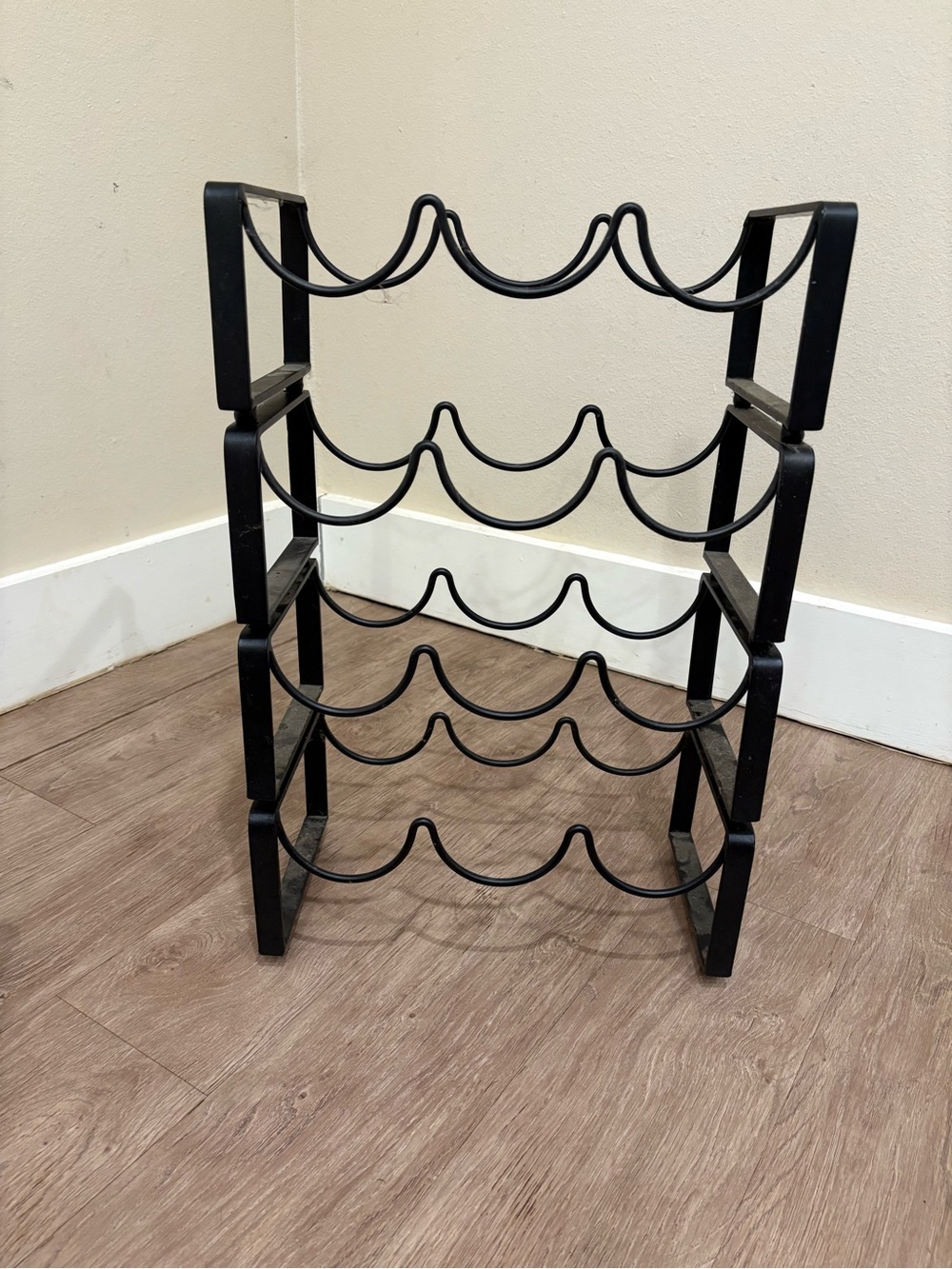 Black Metal 12-Bottle Wine Rack
